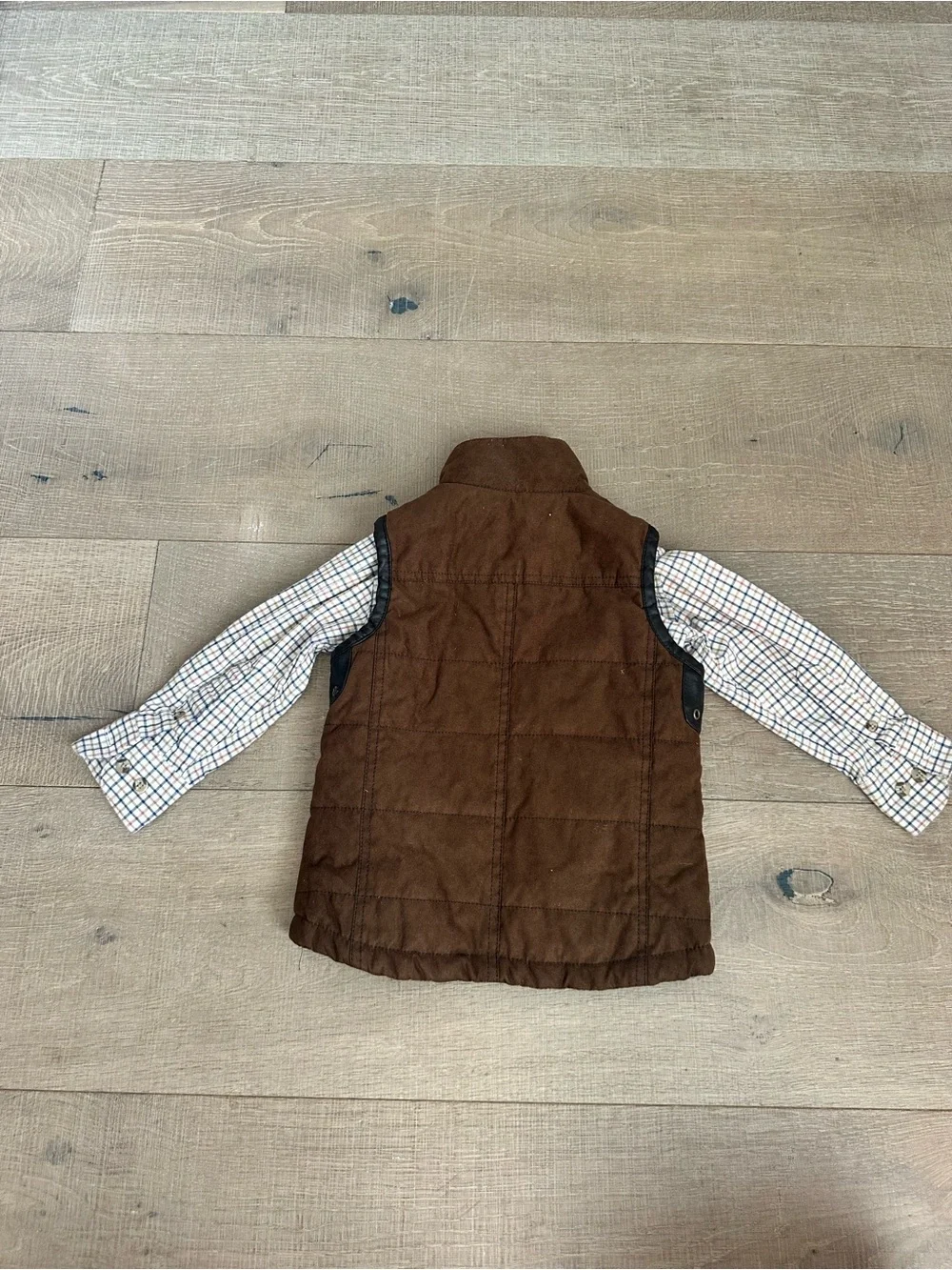 Class Club Brown Quilted Vest with Plaid Shirt